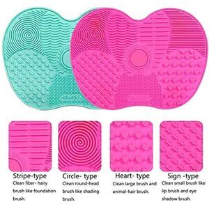 SILICONE GEL MAKEUP BRUSH CLEANING MAT WITH SUCTION CUP 2 PCS